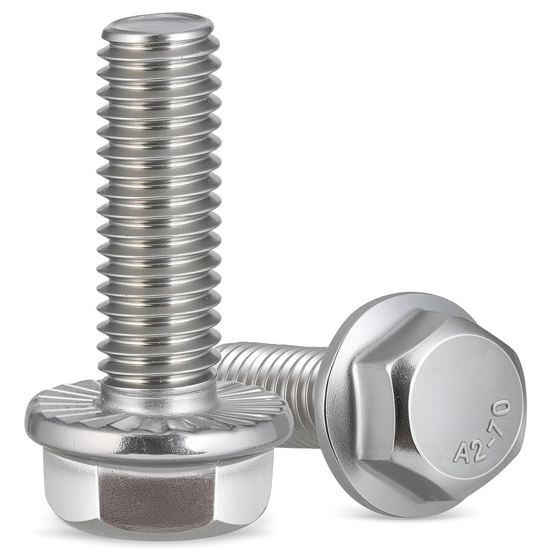 Krysay 18Pcs M8-1.25 x 30mm Flanged Hex Head Bolts,External Flange Hex Drive Screws,304 Stainless Steel 18-8 Fully Threaded - Image 1